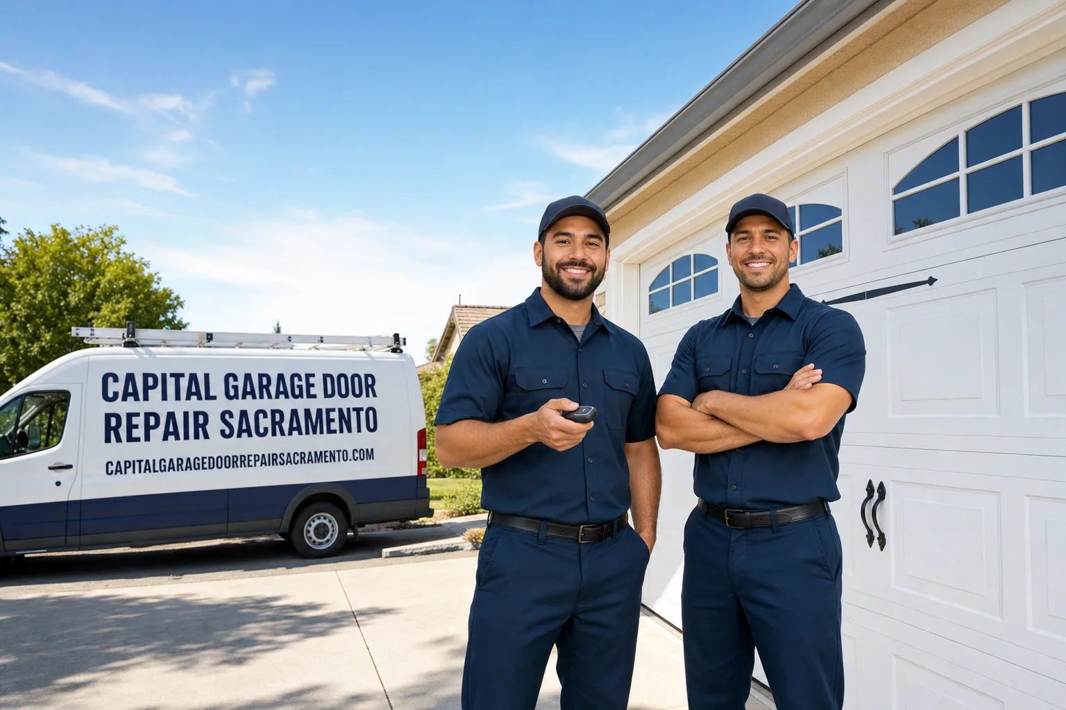 Capital Garage Door Repair Sacramento service vehicle and crew in Sacramento, CA
